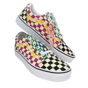 VANS New Old SKOOL Womens Multi-colored Glitter Checkerboard Sneakers- sz. 7 1/2
